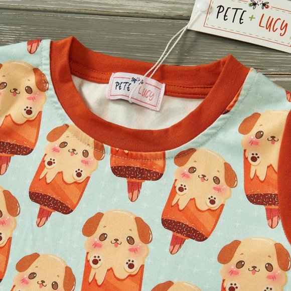 Ice Cream Dog Boy Romper by PETE + LUCY NEW 9-12 months Baby Pupsicle - Picture 2 of 8